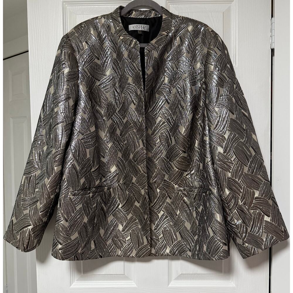 Kasper Metallic Silver and Black Women's Jacket